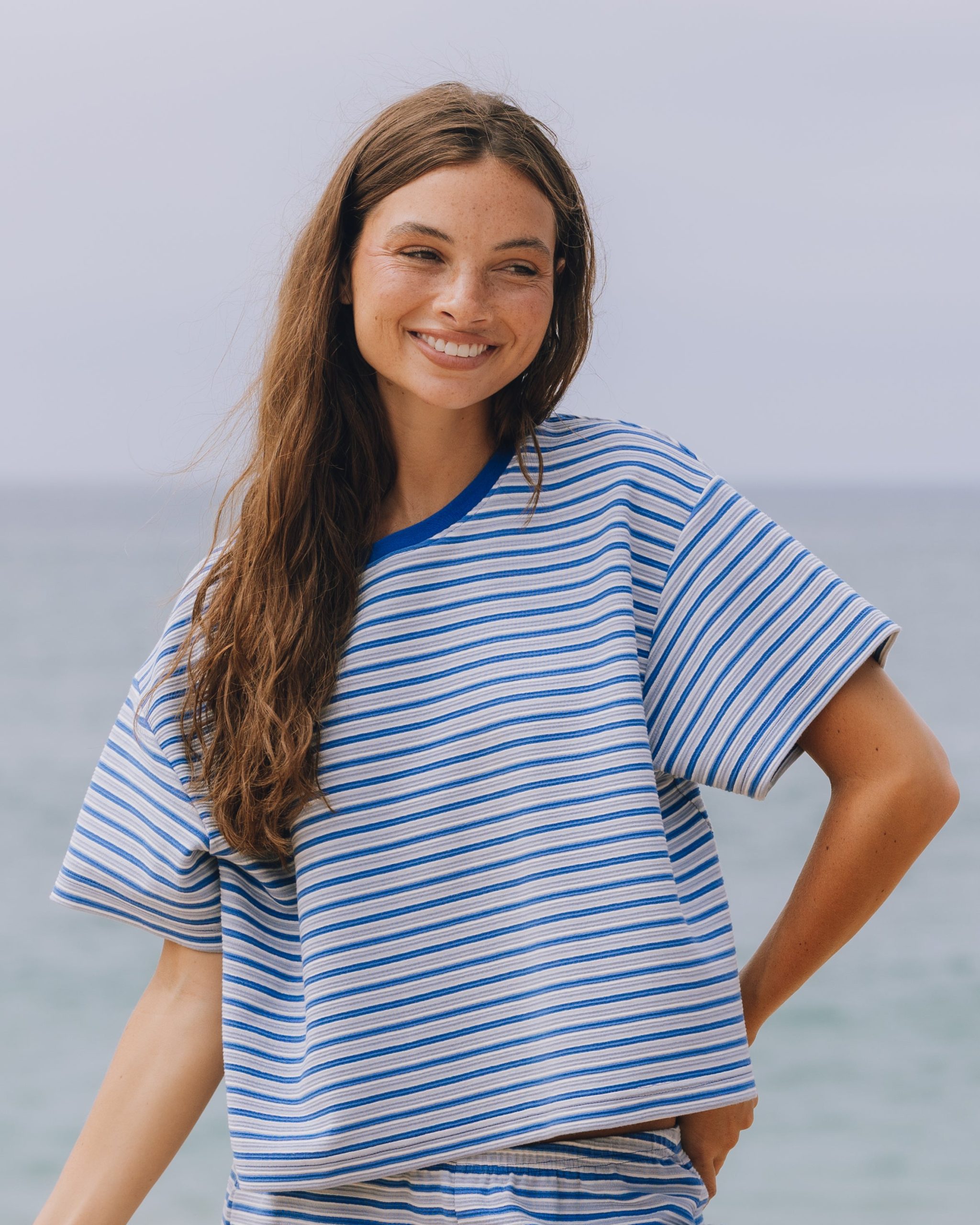 Daily Drills Striped Ribbed Relaxed Tee