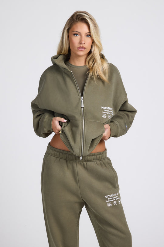 Hidden Hills Label Zip Hoodie