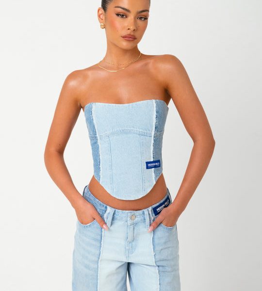 Hidden Hills Reworked Denim Corset