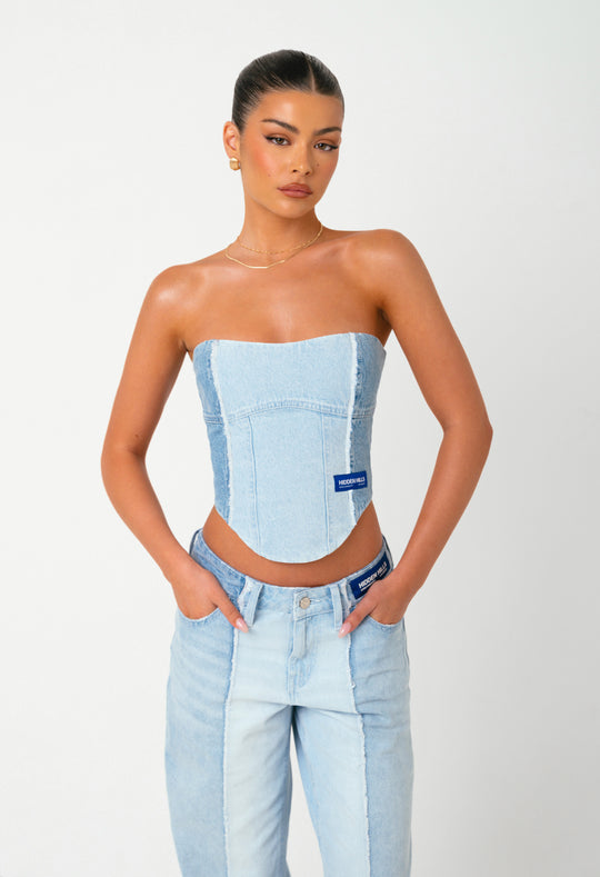Hidden Hills Reworked Denim Corset