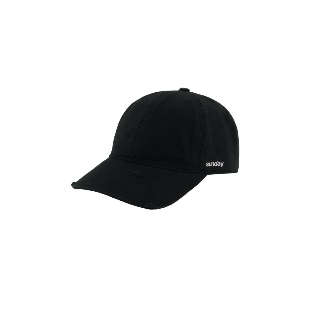 Sunday Distressed Script Cap Black