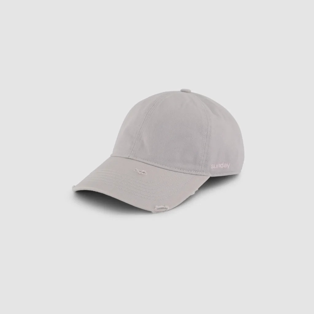 Sunday Distressed Script Cap Grey