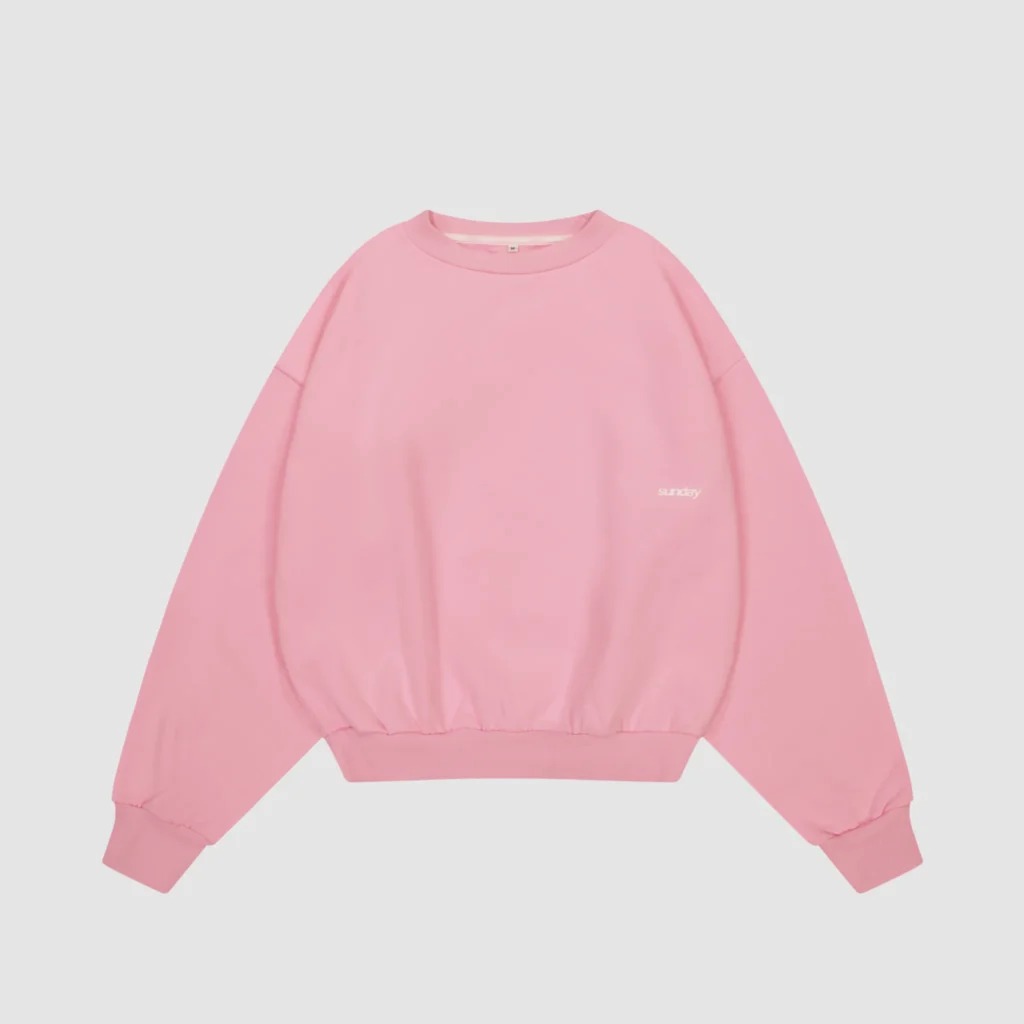 Sunday Heavyweight Script Crewneck Powder Pink