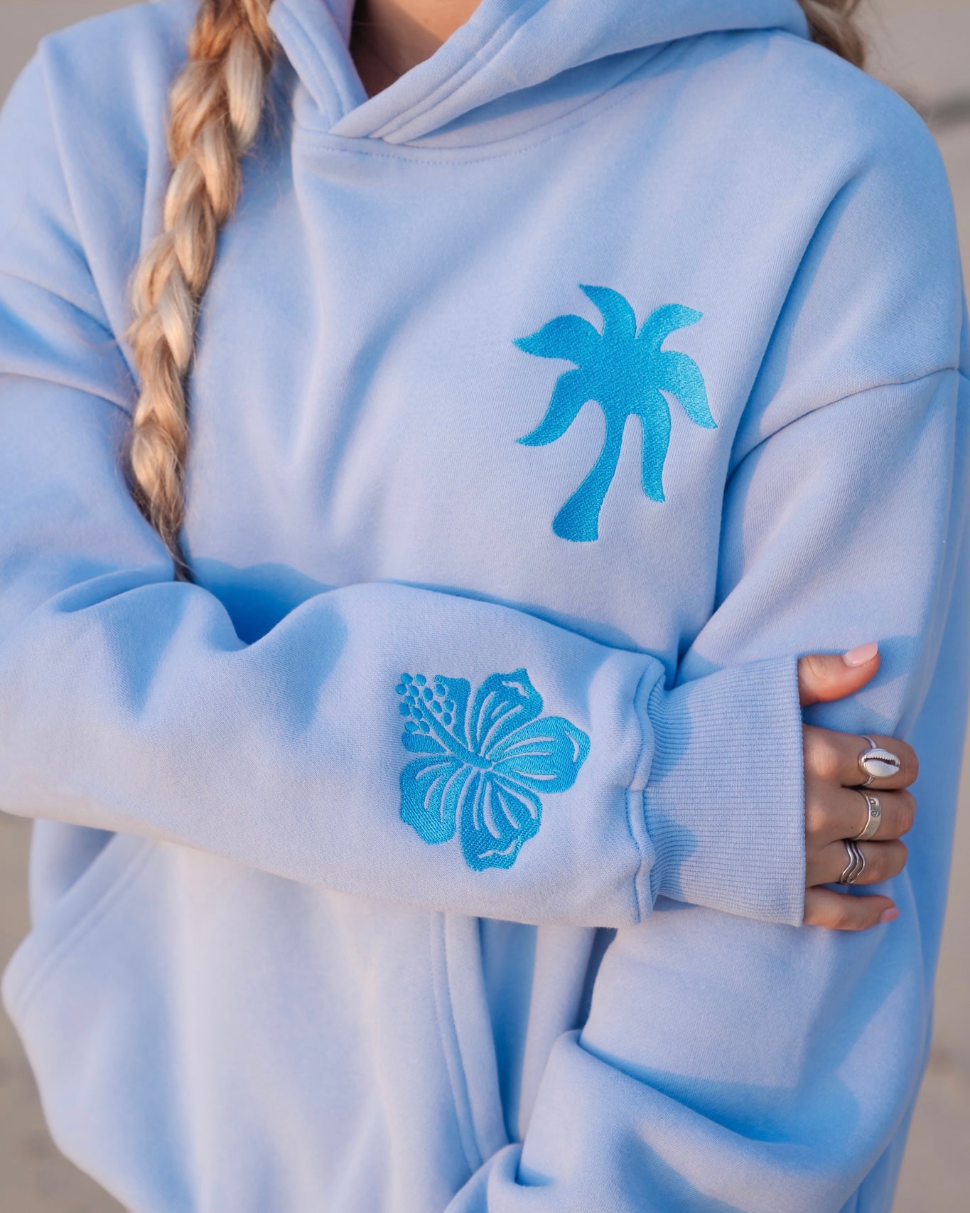 Pink Palm Puff Everything Comes in Waves Hoodie